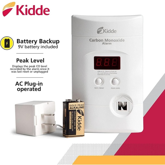 NWT Kidde Carbon Monoxide Detector Plug In Wall with 9-Volt Battery Backup - Picture 3 of 5